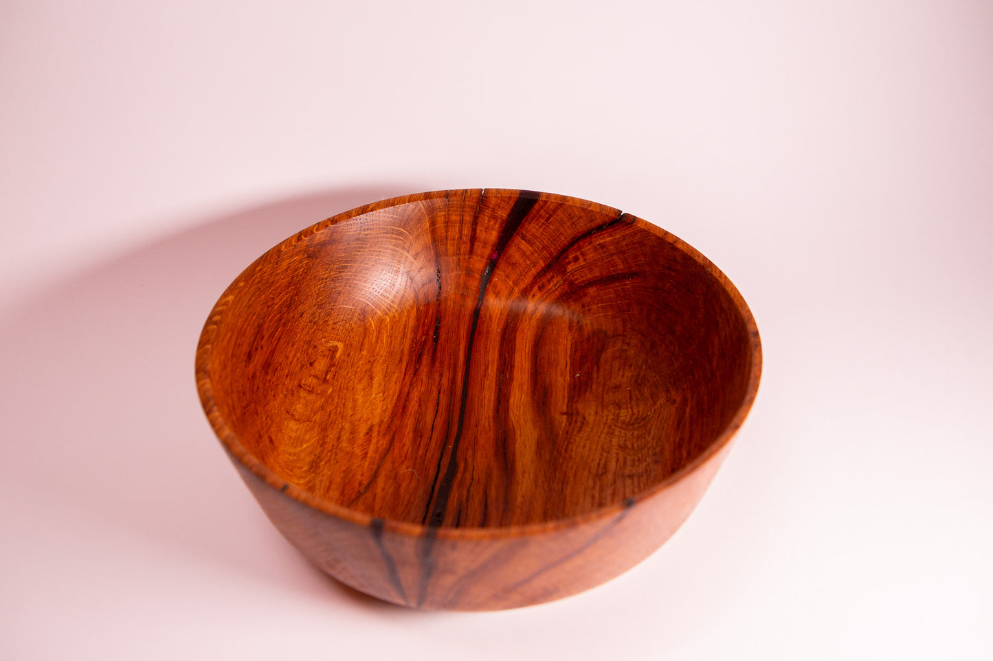 Brown Oak Bowl with Purple Resin Filled Crack