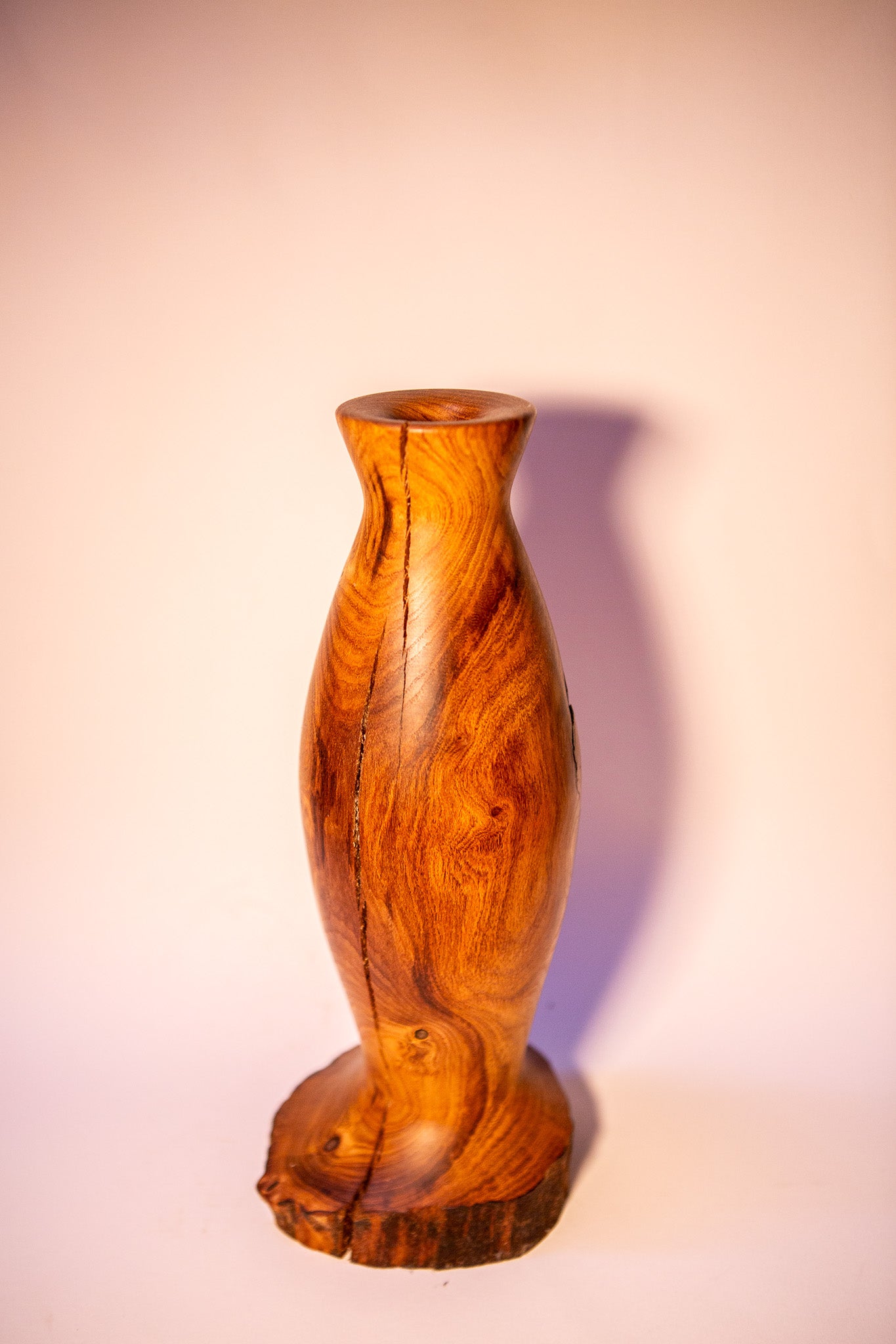 Laburnum Wood Vase and Natural Cracks