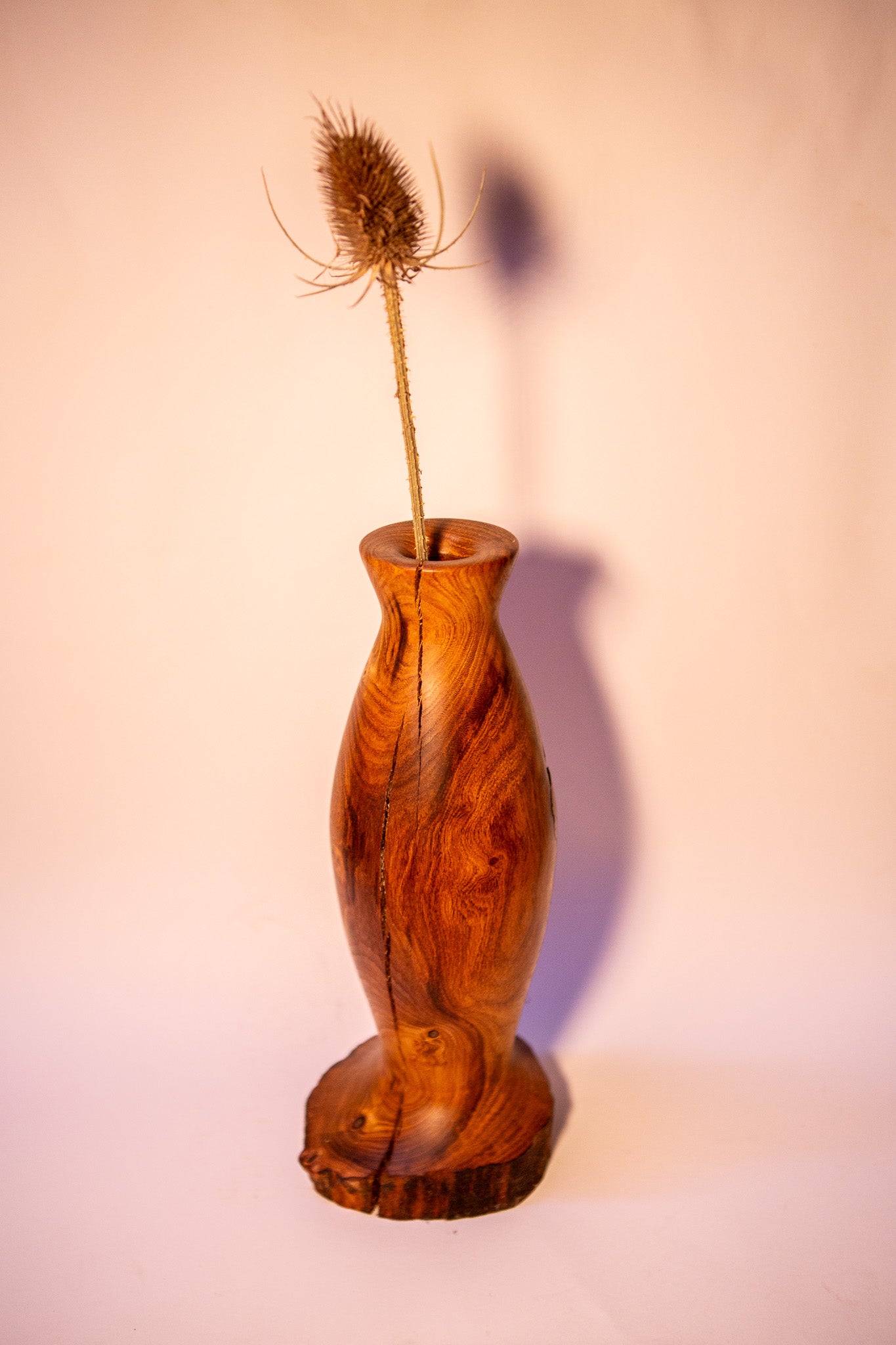Laburnum Wood Vase and Natural Cracks