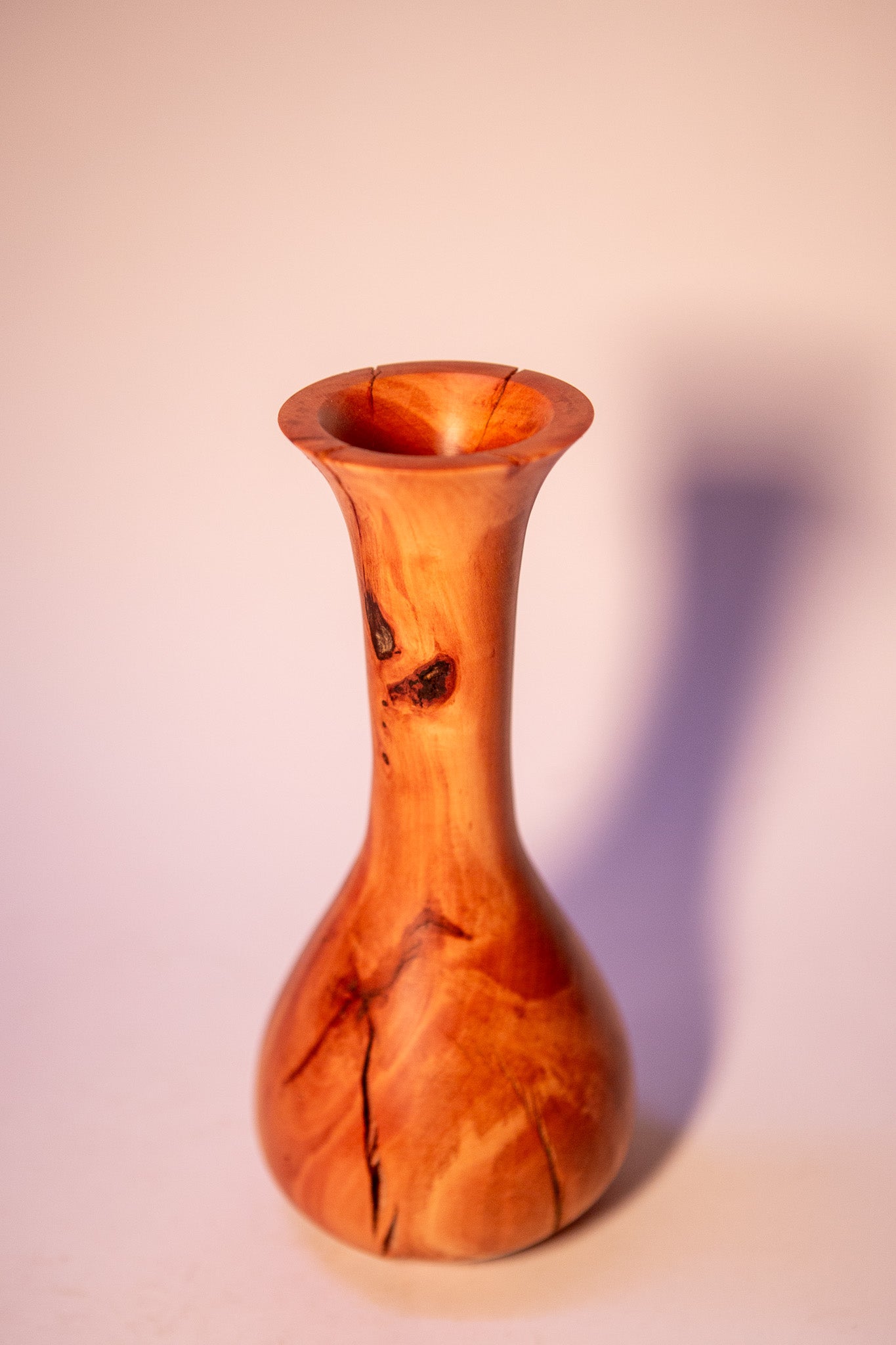 Tree Heather Wood Vase with Natural Cracks