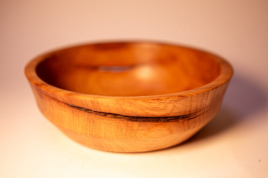 Reclaimed Oak Wood Bowl with Natural Cracks
