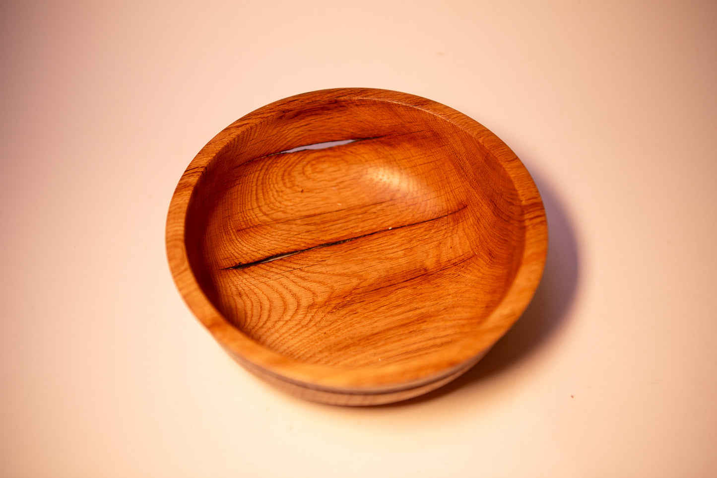 Reclaimed Oak Wood Bowl with Natural Cracks