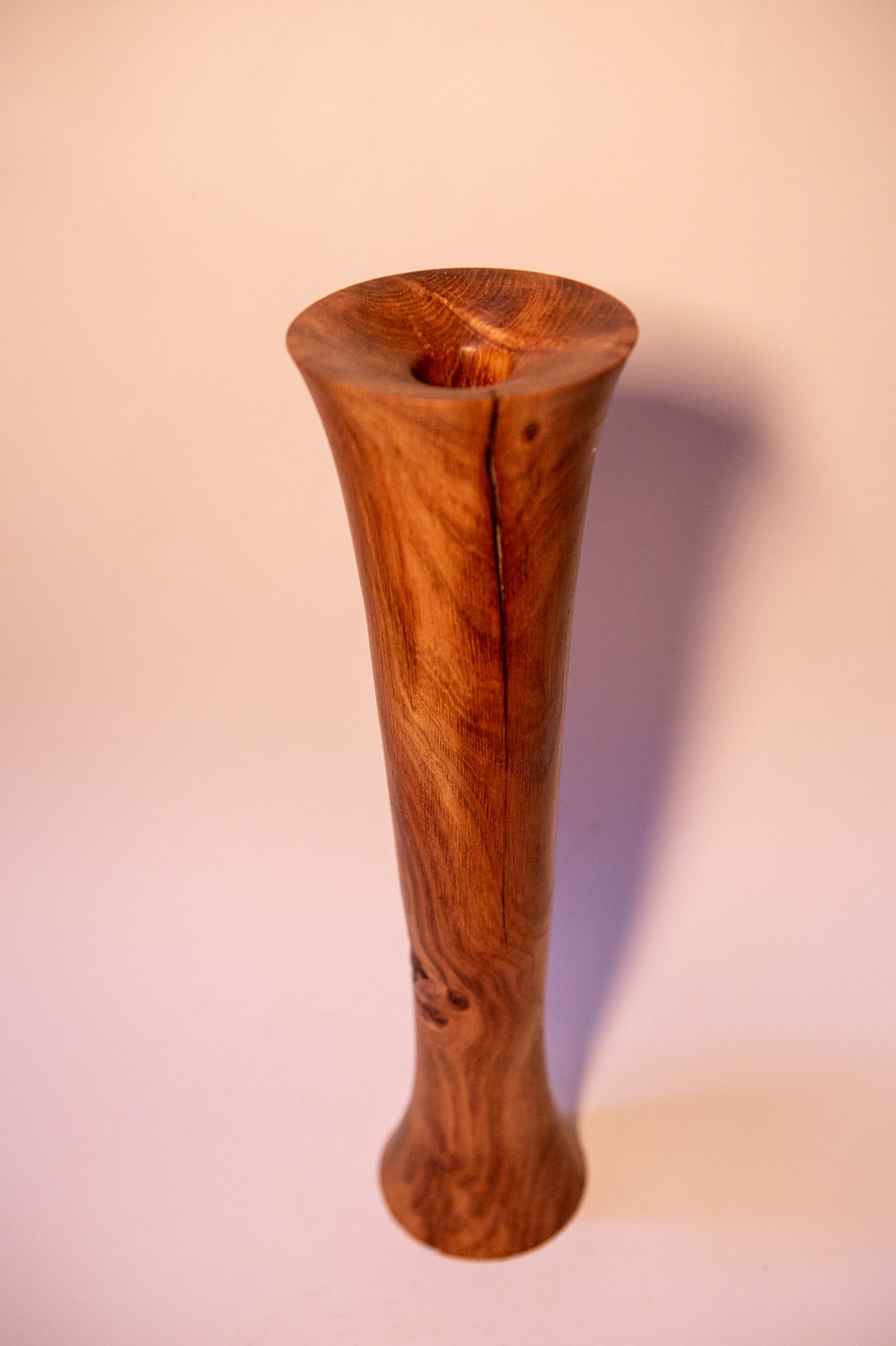 Trumpet-Shaped Oak Wood Vase