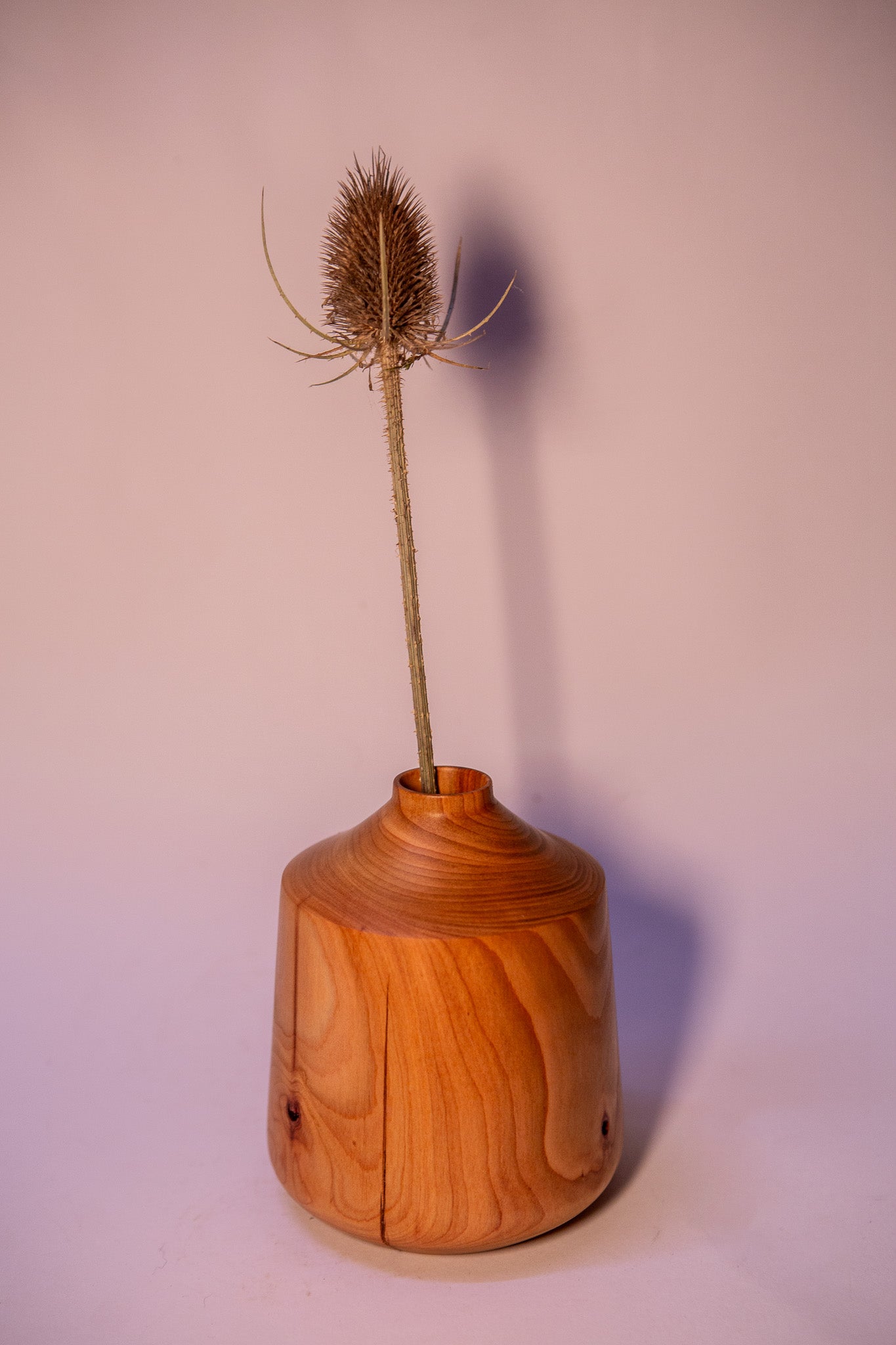 Cherry Wood Vase with Natural Cracks