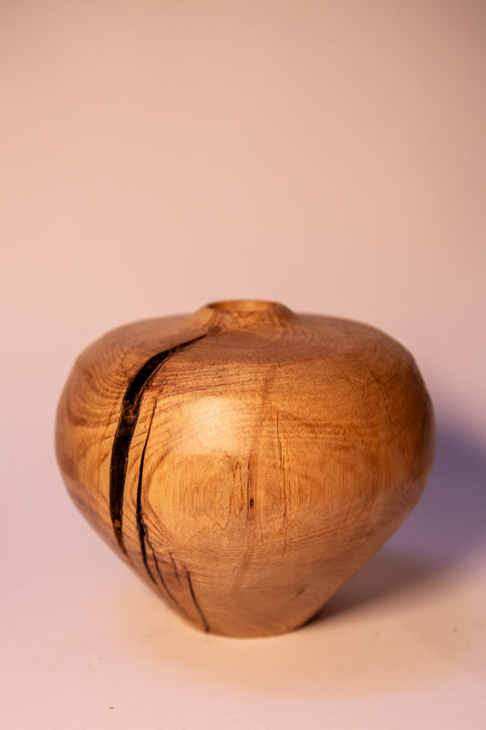 Reclaimed Holly Wood Vase with Natural Crack