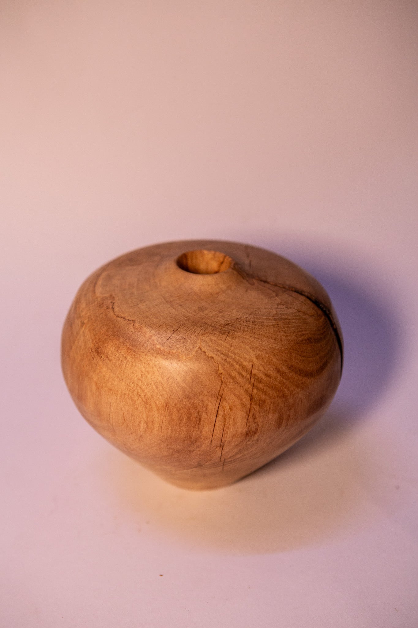 Reclaimed Holly Wood Vase with Natural Crack