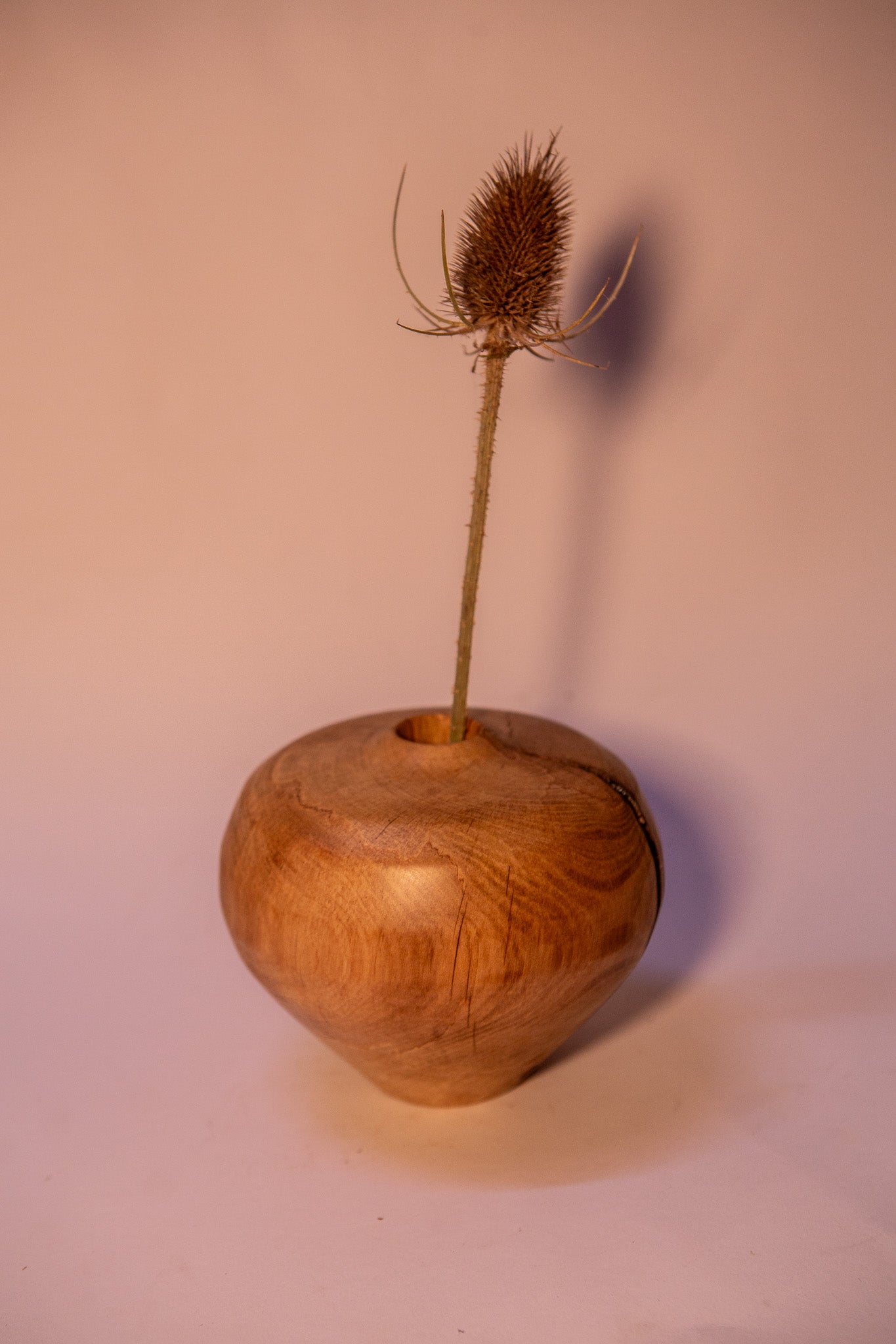 Reclaimed Holly Wood Vase with Natural Crack