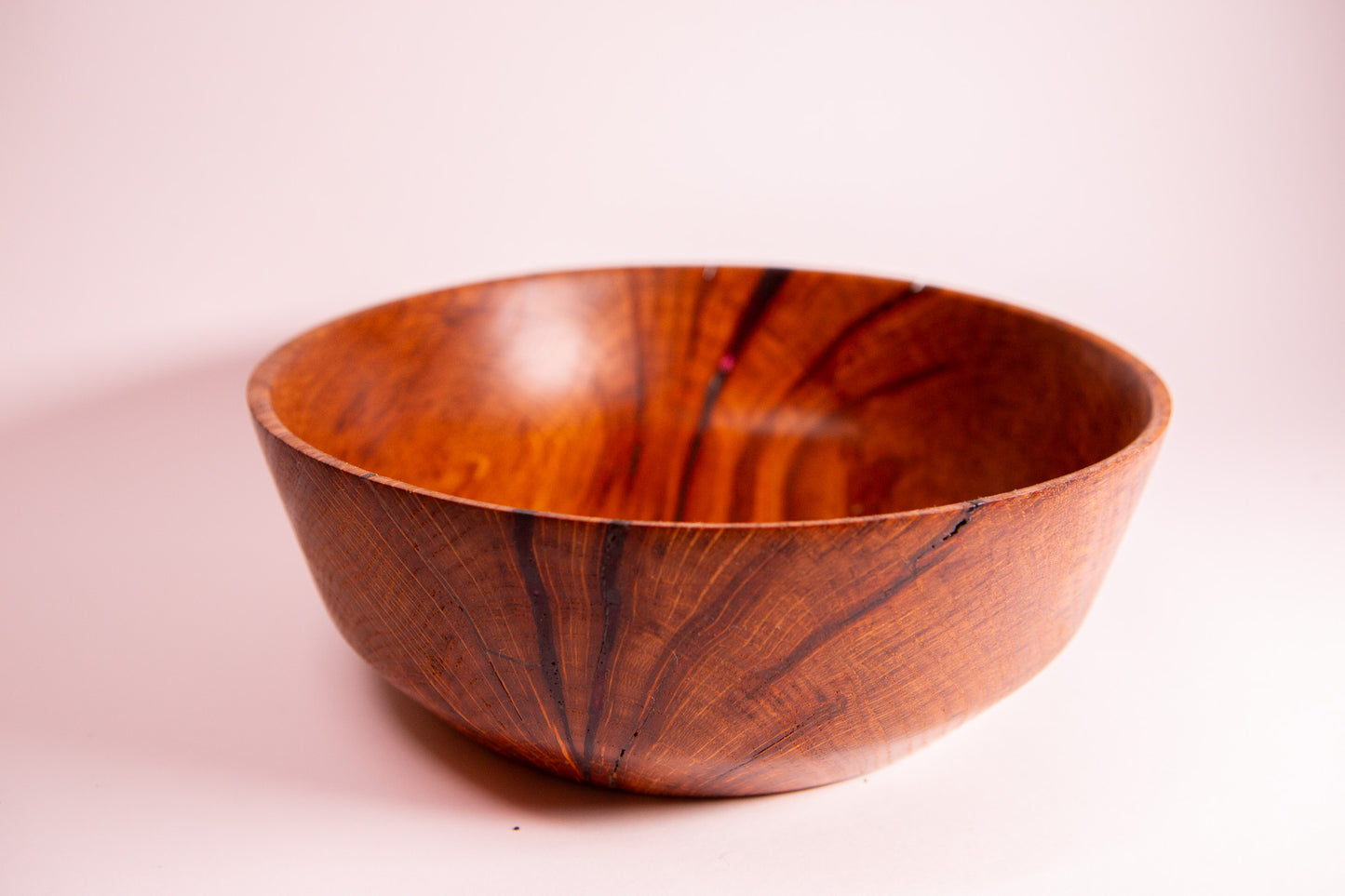 Brown Oak Bowl with Purple Resin Filled Crack