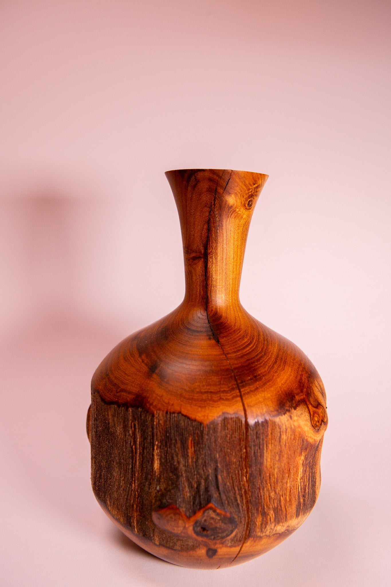 Laburnum Wood Vase with Natural Edge and Crack