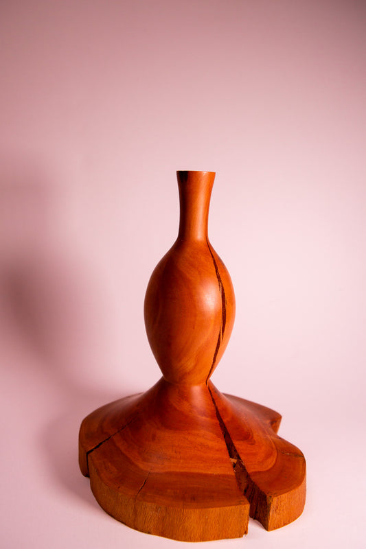 Rare Tree Heather Wood Vase with Natural Cracks