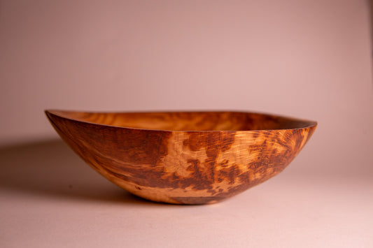 Warped Oak Wood Bowl with Unique Shape