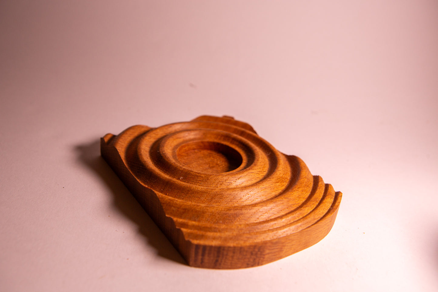 Oak Wood Water Ripple Tea Light Holder