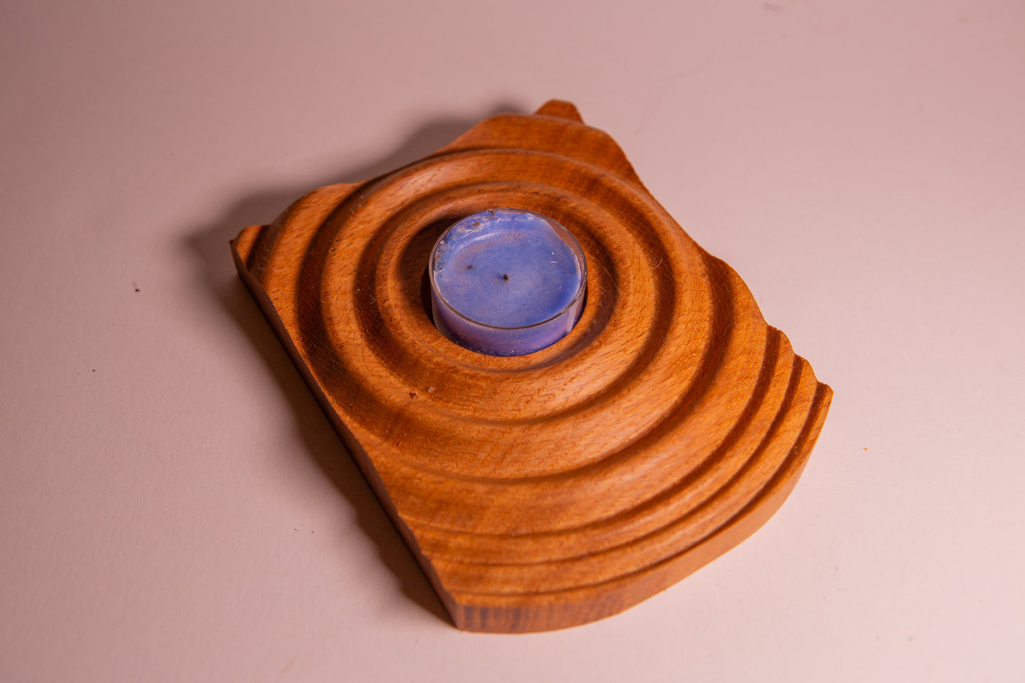 Oak Wood Water Ripple Tea Light Holder