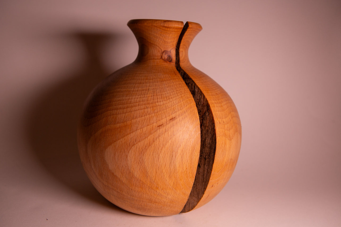 Beech Wood Vase with Crack (Internal Tube)