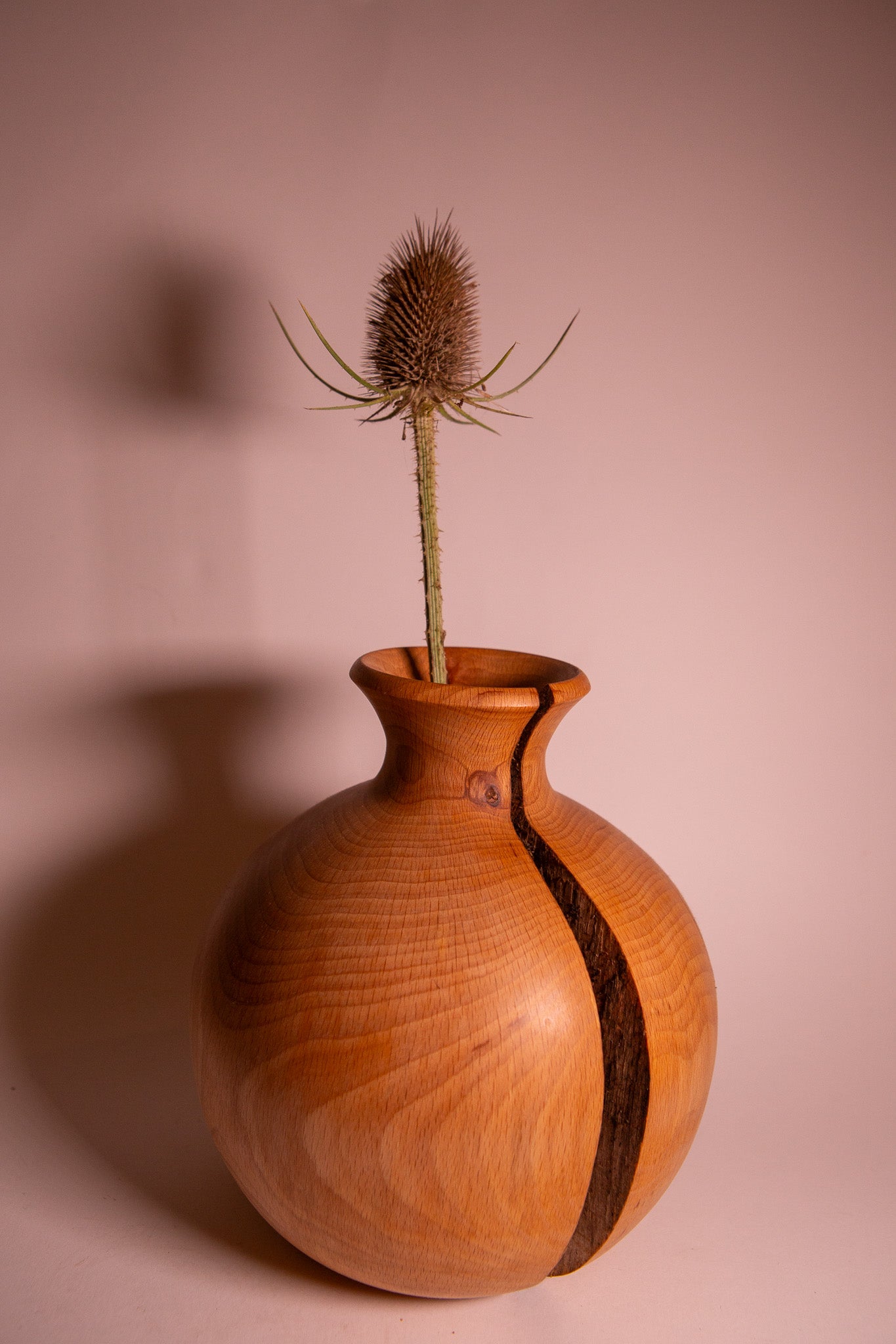 Beech Wood Vase with Crack (Internal Tube)