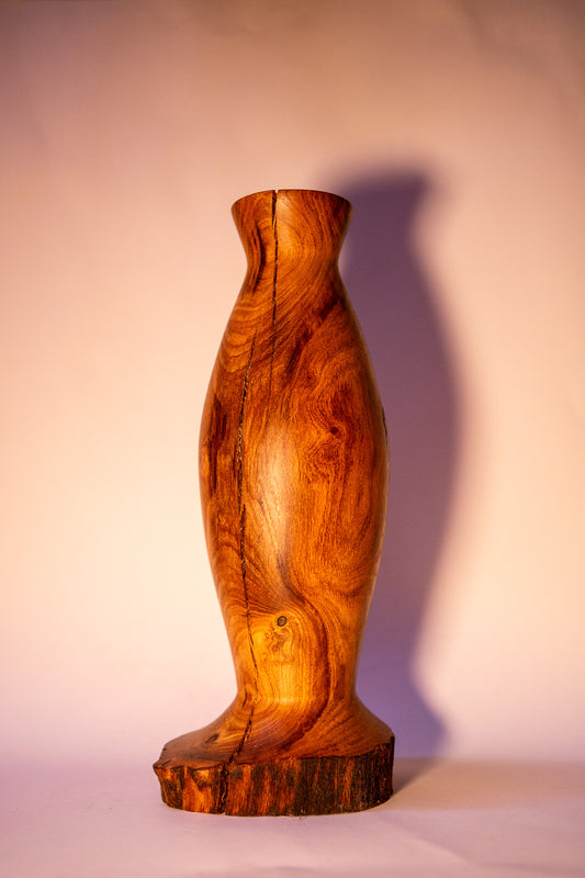 Laburnum Wood Vase and Natural Cracks