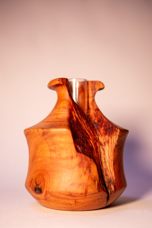 Reclaimed Cherry Wood Vase with Natural Feature