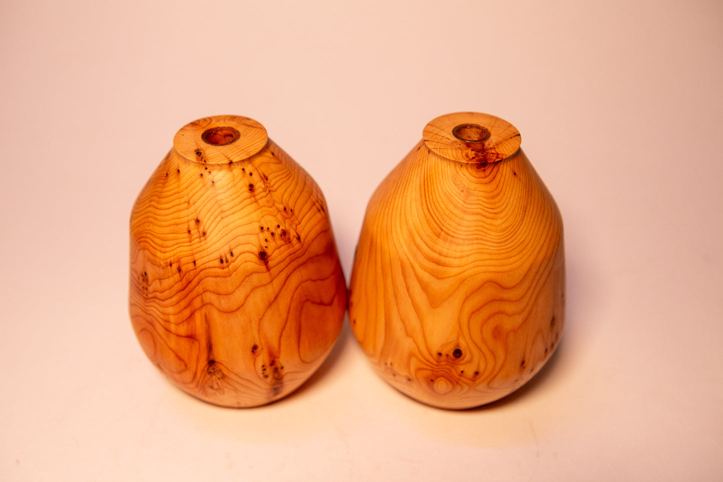 Pair of Reclaimed Cypress Wood Vases