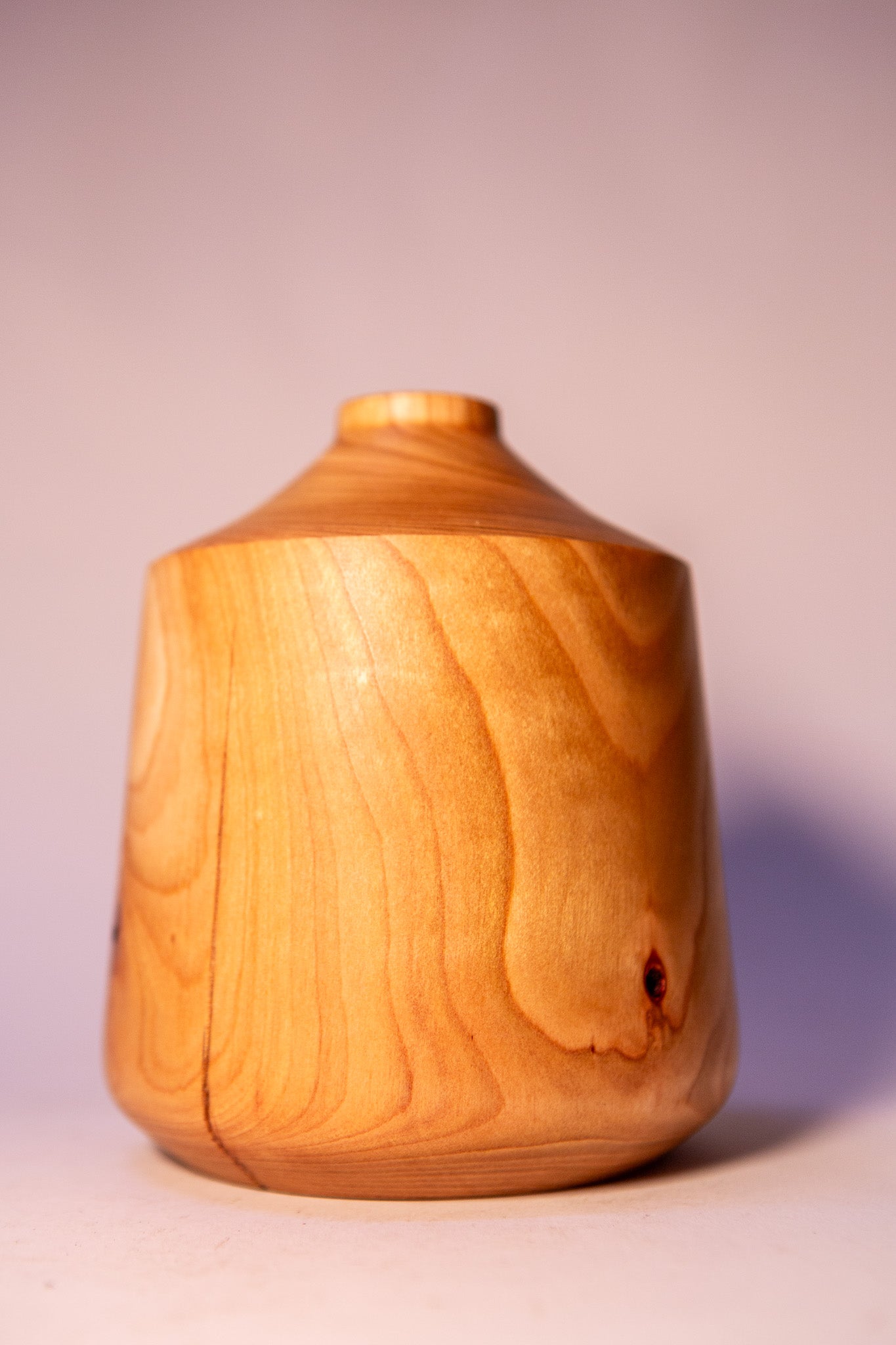 Cherry Wood Vase with Natural Cracks