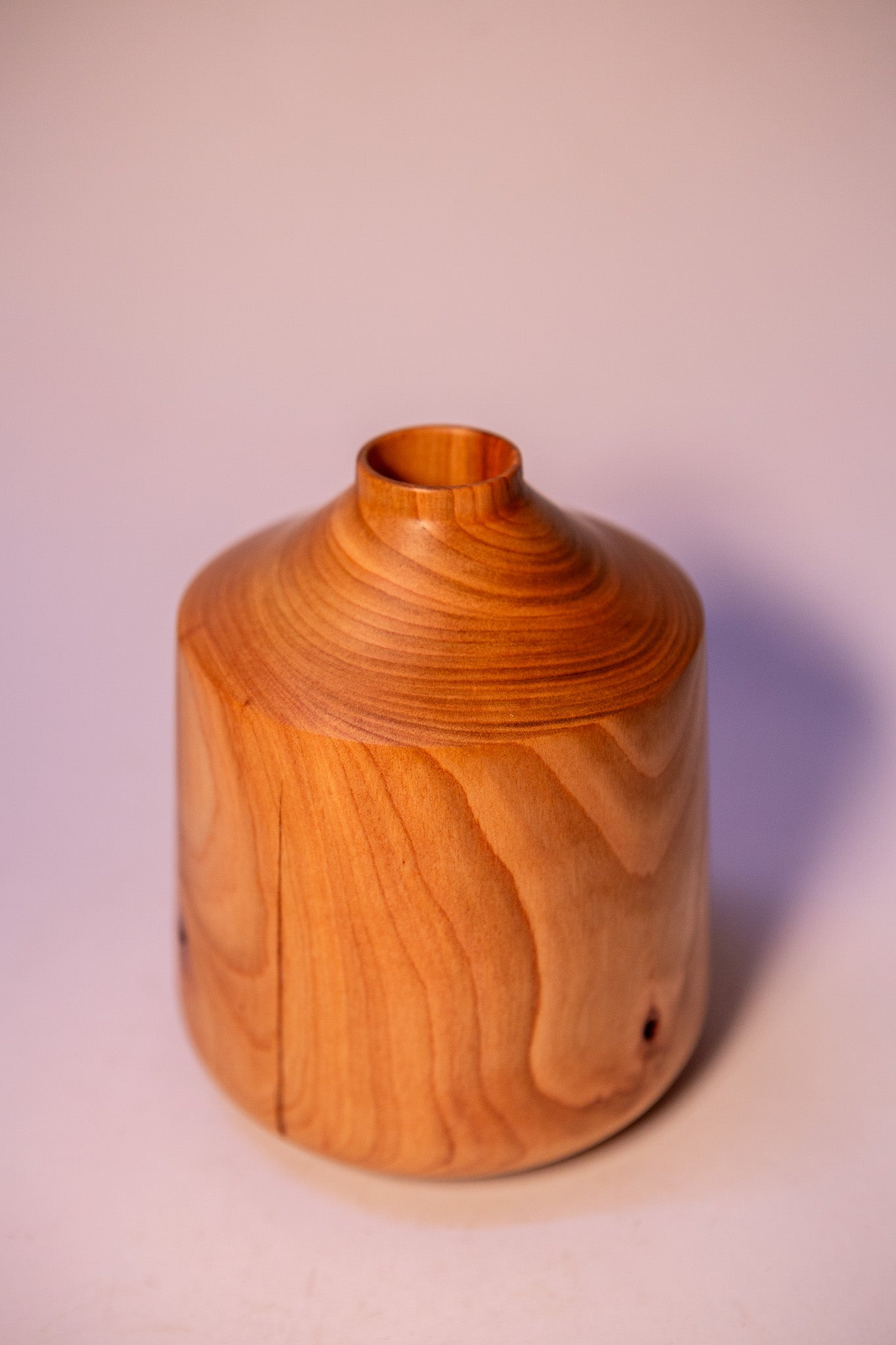 Cherry Wood Vase with Natural Cracks